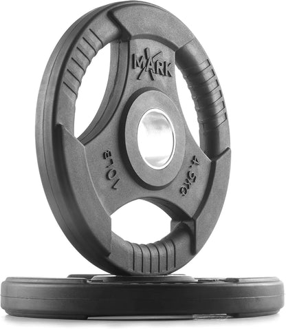 Rubber Coated Weight Plates Set for Barbell Strength Training - Ideal for Home Gym Use