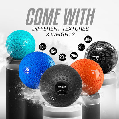 Weighted Slam Balls - 10-40 lbs Durable PVC Sand-Filled Exercise Balls for Core Strength Training
