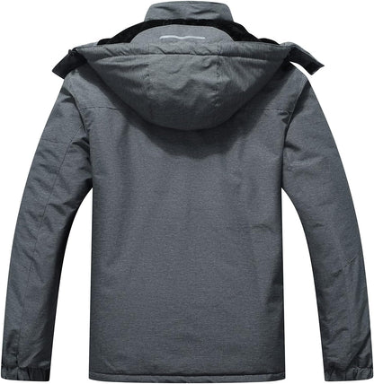 Men's Waterproof Ski Jacket - Insulated Winter Snow Coat with Hood