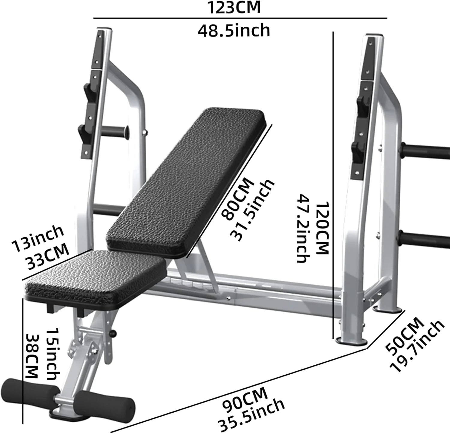 Weight Bench Press Station - Olympic Powerlifting Equipment - 700Lbs Capacity 2.0Mm Heavy-Duty Steel Frame Incline/Flat Bench Press Rack