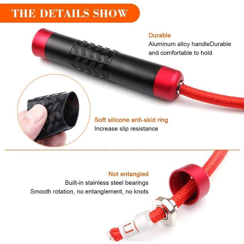 Redify Weighted Jump Rope for Workout Fitness(1Lb), Tangle-Free Ball Bearing Rapid Speed Skipping Rope for MMA Boxing Weight-Loss,Aluminum Handle Adjustable Length 9MM Fabric Cotton+9Mm Solid PVC Rope
